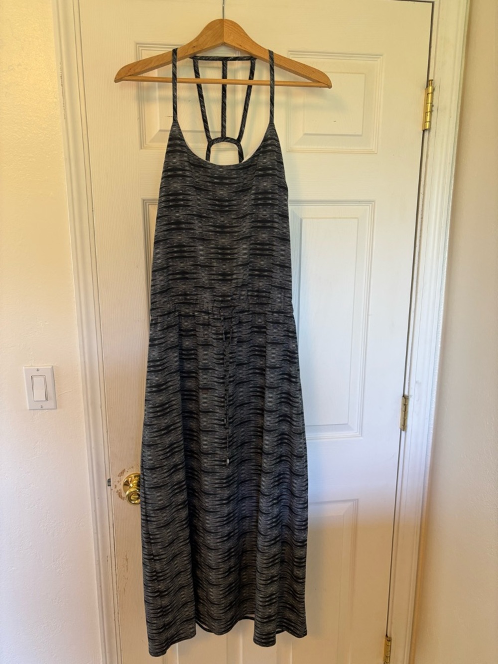 Athleta Black and White Strappy-Back Maxi Dress